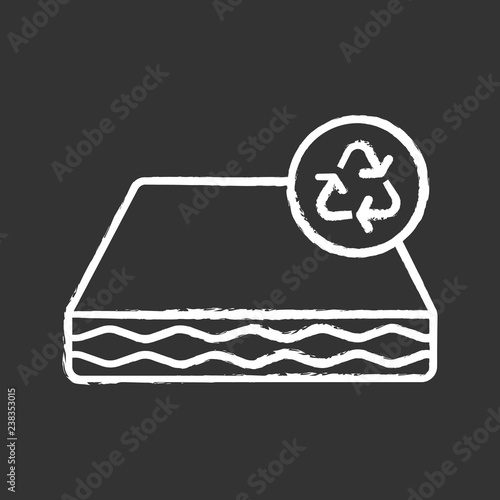 Ecological mattress recycling chalk icon