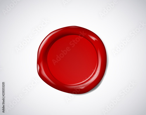 Coloured red wax seal, signet or stamp for certificate isolated.