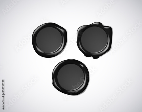 Coloured black wax seal, signet or stamp for certificate isolated.