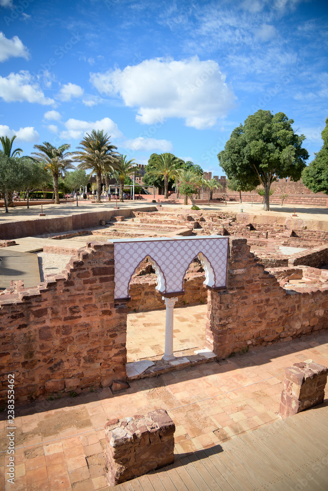 medieval, Moorish ruin with arch on the site of a fortress in Europe, Silves, Portugal