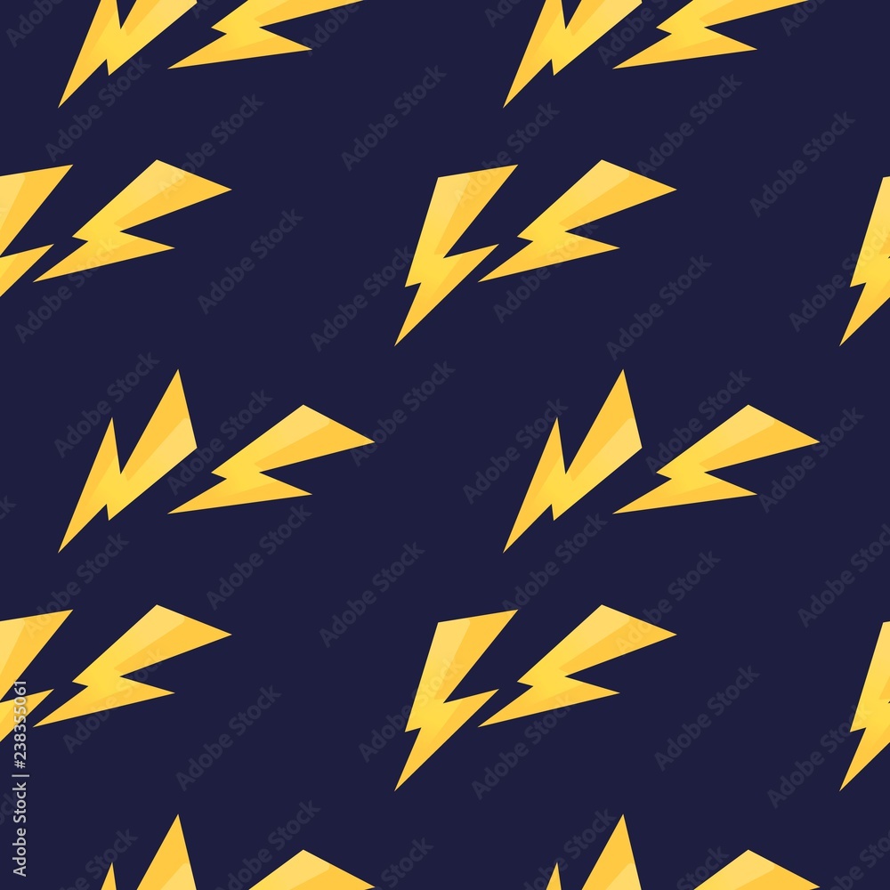 Fototapeta premium Seamless pattern with yellow painted thunderbolt, vector zipper,