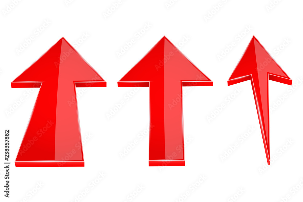 UP arrows. Red straight moving up 3d icons UP arrows. Red straight moving up 3d icons