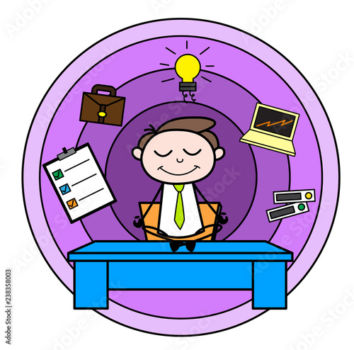 Happy  Cartoon Professional Businessman satisfied in work process