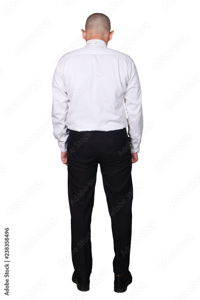 Rear View of of businessman. Full Body Portrait Isolated on White Rear View of of businessman. Full Body Portrait Isolated on White
