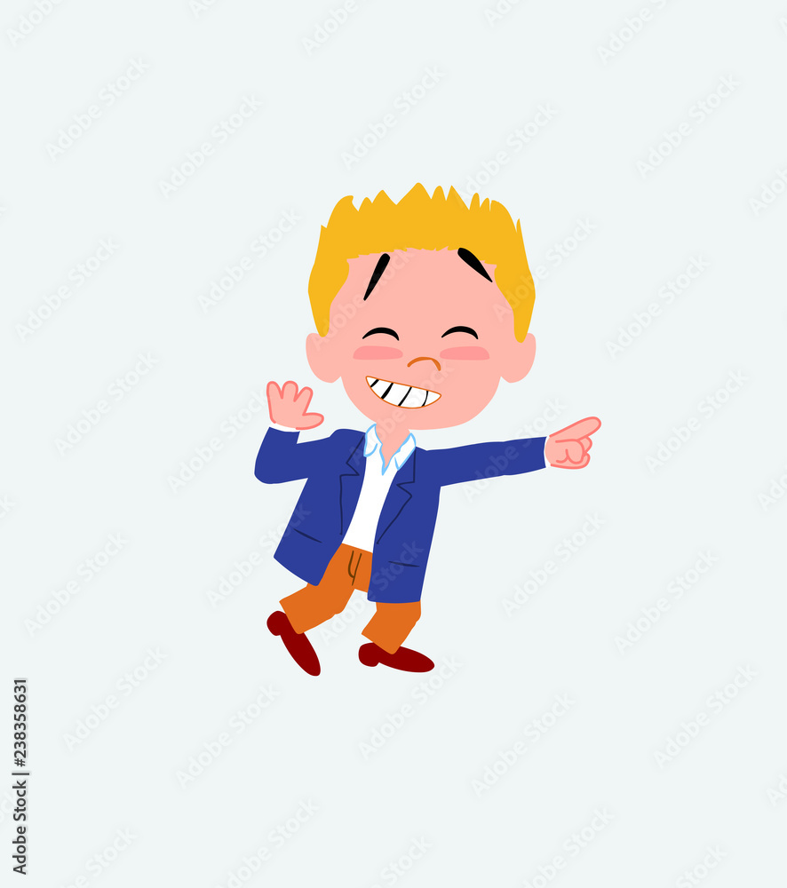 Businessman in casual style pointing to something funny on his left. Businessman in casual style pointing to something funny on his left.