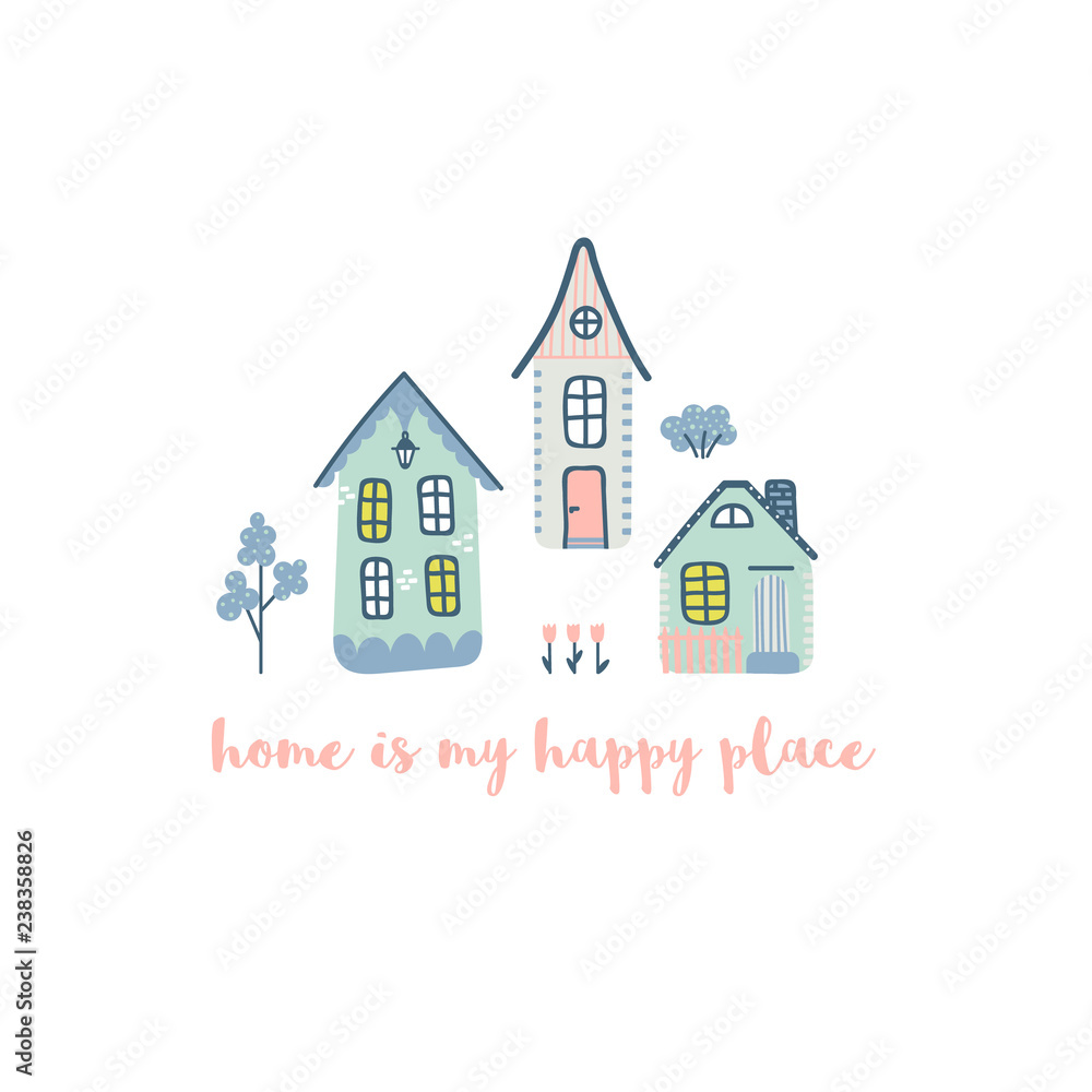 Illustration with funny houses