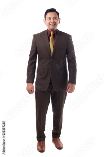 Full Body Portrait of Asian Businessman Isolated on White