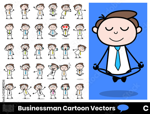 Different Poses Cartoon Professional Businessman