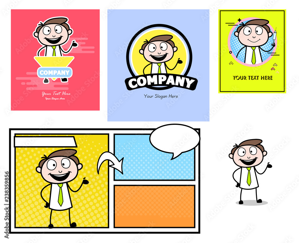 cartoon Businessman mascot and identity logo vector