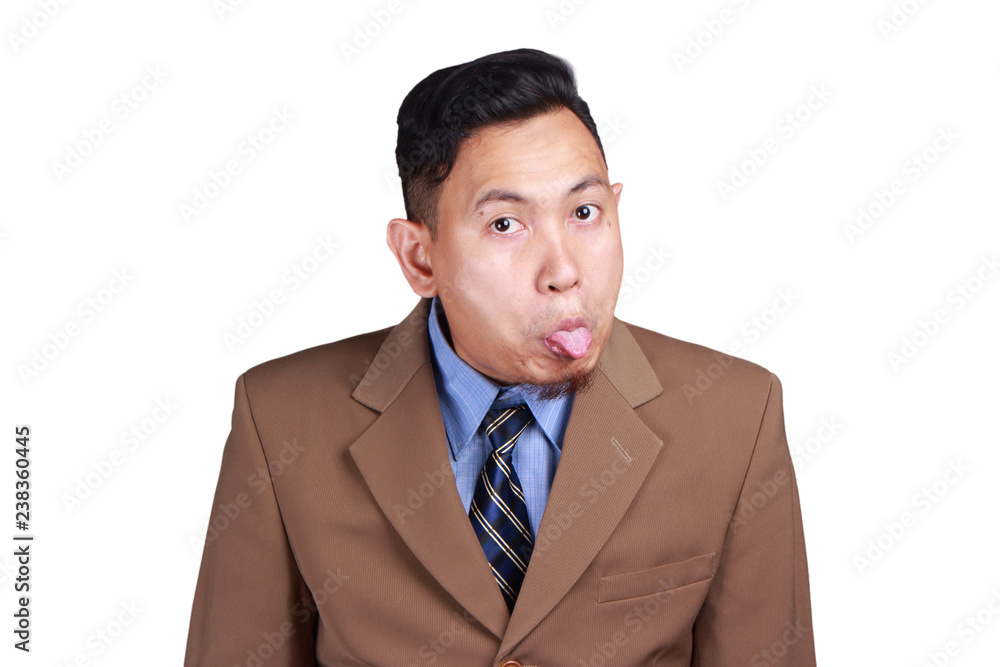 Asian Man Mocking with Tongue Out Asian Man Mocking with Tongue Out