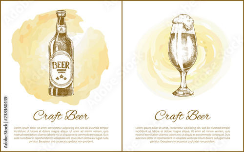 Bottled and Draft Beer Illustration with Text