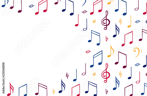 Music notes background. Banner template. Melody symbol.