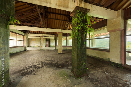 Bali, Indonesia - 22 Nov 2018: PI Bedugul Taman Rekreasi Hotel & Resort is an large abandoned structure in Bedugul, today a tourist attraction in Bali, Indonesia. © Em Campos