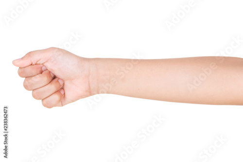 Boy caucasian hand gestures isolated over the white background.