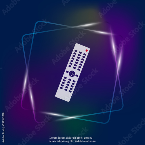 Vector illustration remote control  neon light  icon. Flat remote triggering device icon. Layers grouped for easy editing illustration. For your design
