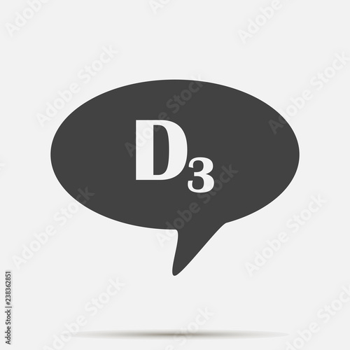 Vector speech cloud icon and inscription vitamin D3. Layers grouped for easy editing illustration. For your design.