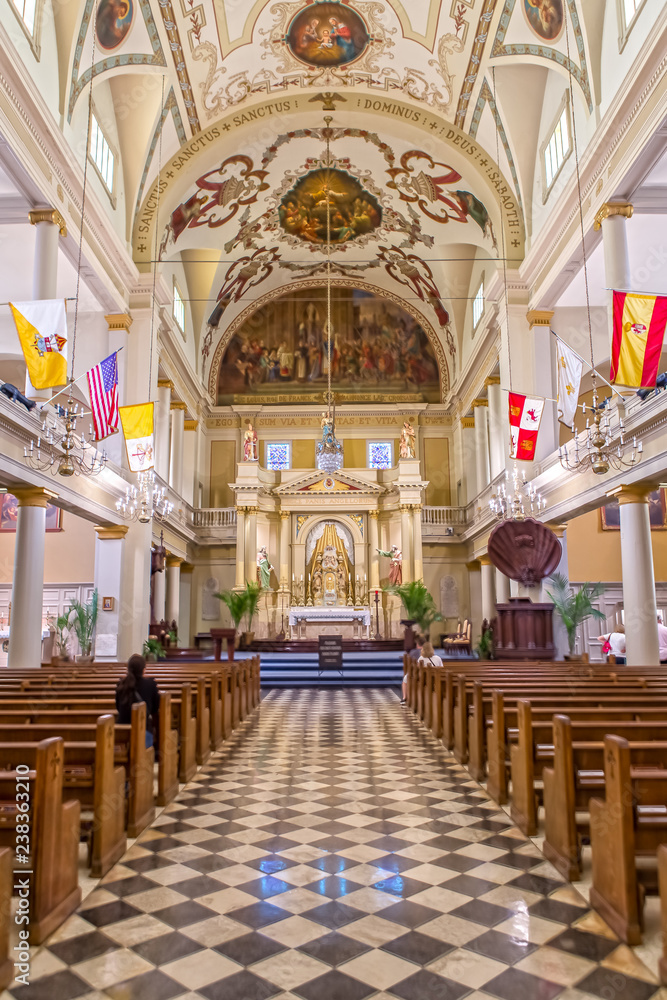 Interior of the St. Louis Cathedral in New Orleans, LA