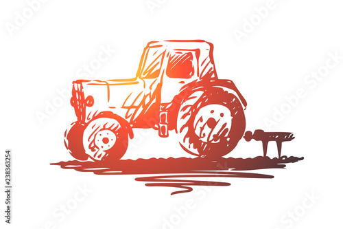 Fertilizer, farming, agriculture, plant, soil concept. Hand drawn isolated vector.