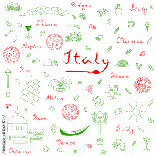 Photography Icons set of Europe Italy vector illustration sketch logo silhouette