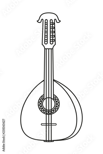 Line art black and white lute