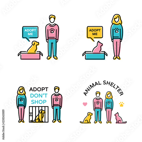 Vector Pet Adoption Banner Illustration Set