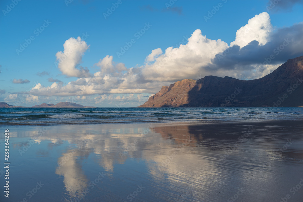 Caleta de Famara beach in Lanzarote, Canary Islands, Spain
