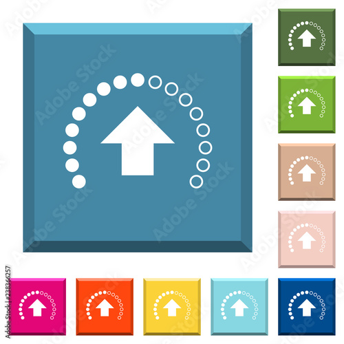 Upload in progress white icons on edged square buttons