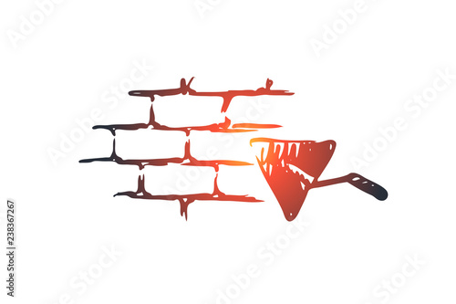 Stonemason, builder, mason, brick, wall concept. Hand drawn isolated vector.