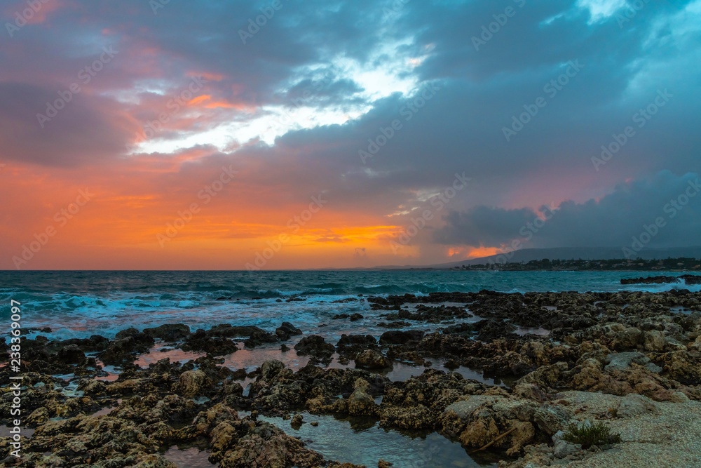 Awesome sunset by the sea, Sicily, Italy Awesome sunset by the sea, Sicily, Italy