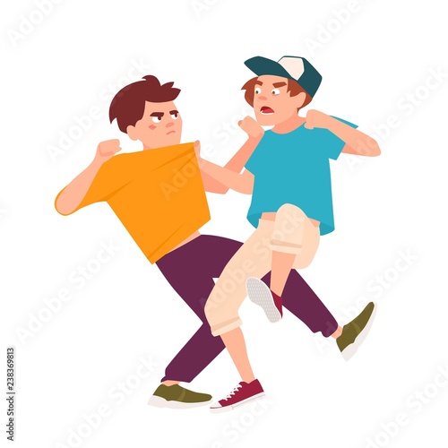 Pair of fighting children