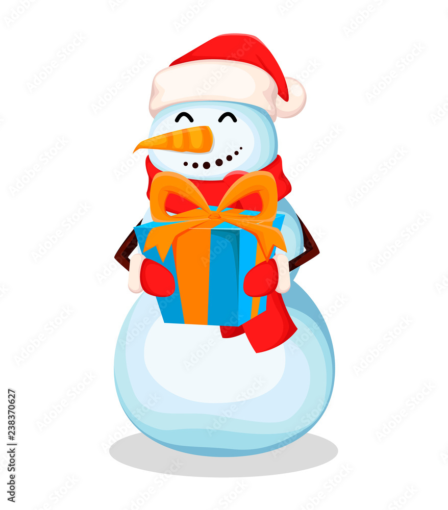 Cute snowman. Funny cartoon character Cute snowman. Funny cartoon character