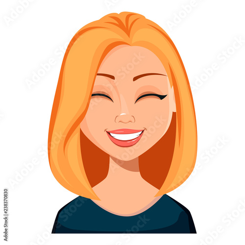 Face expression of woman with blond hair