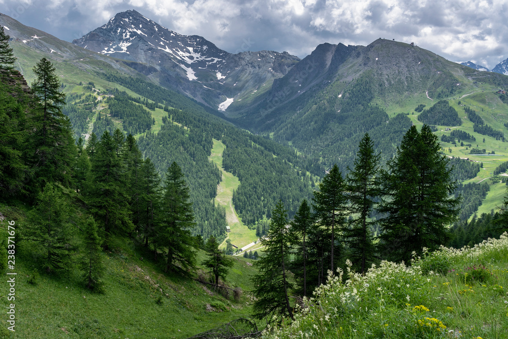 Mountain landscape along the road to Colle dell'Assietta