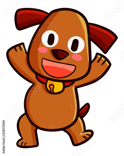 Cute and funny dogg dancing and laughing - vector.