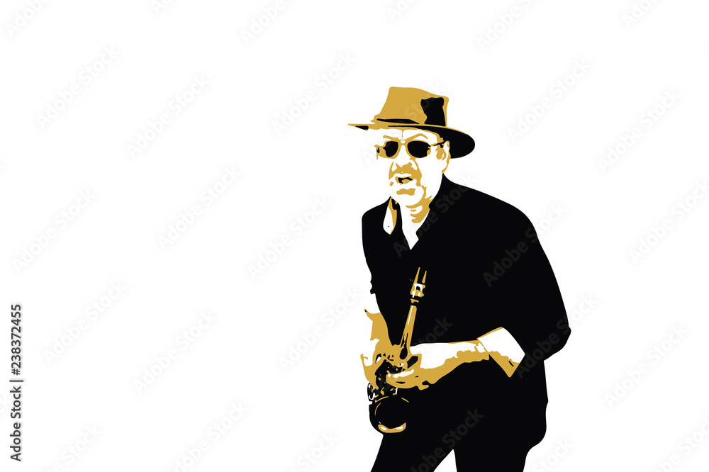mann und saxophon, saxophon spielen, musiker live Stock Illustration |  Adobe Stock
