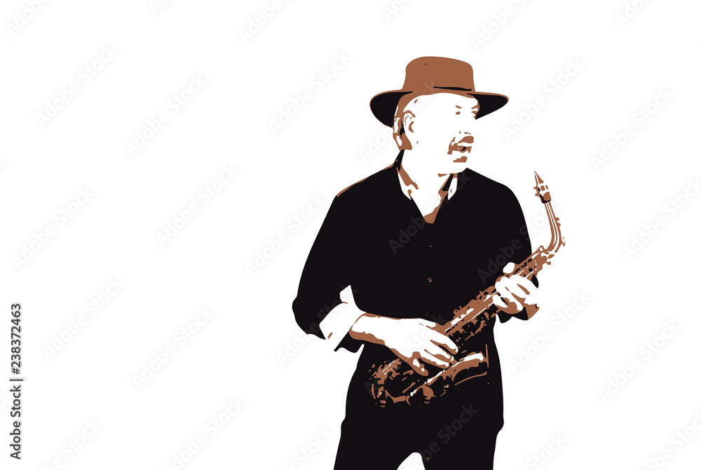 Fototapeta premium mann und saxophon, saxophon spielen, musiker live