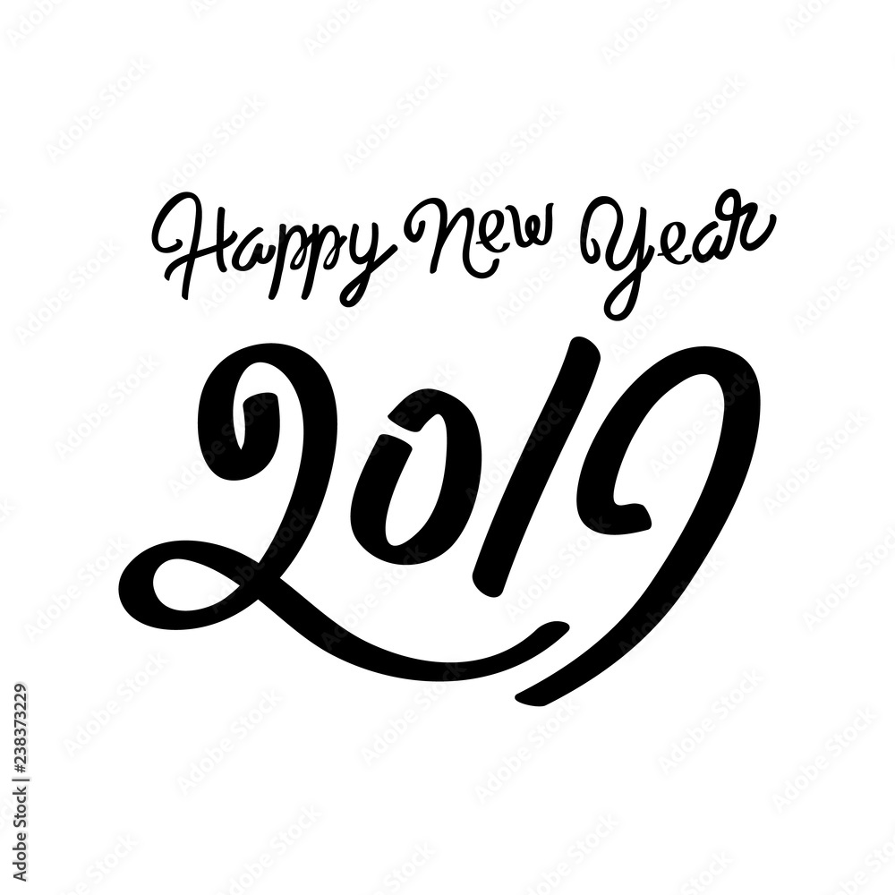happy new year 2019 vector greeting card and poster design. Logo banner design holiday card on white background happy new year 2019 vector greeting card and poster design. Logo banner design holiday card on white background