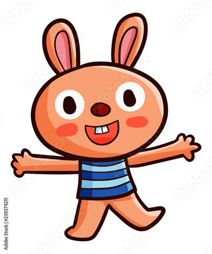Cute and funny rabbit wearing shirt and laughing happily - vector.