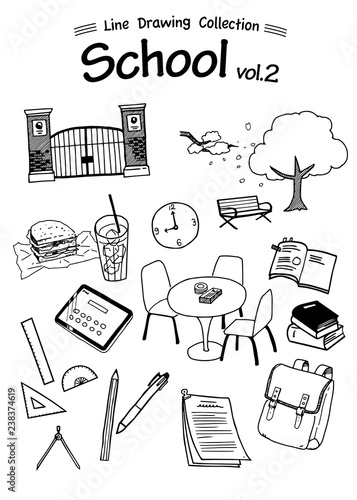 School 2 -Line Drawing Collection-