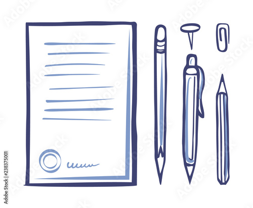 Office Supplies Stationery Monochrome Icon Vector