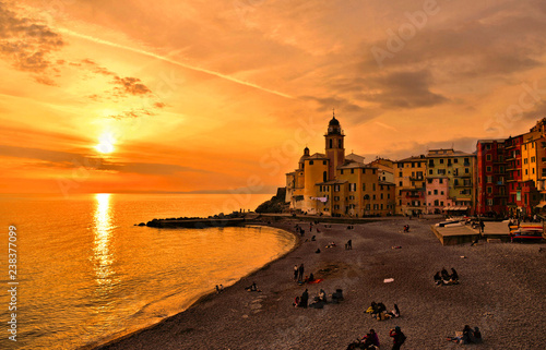 Photo D'art Noir Et Blanc Encadrée - Liguria Camogli - Cadre Bois Noir Mat - 51x36 Cm - Neuf