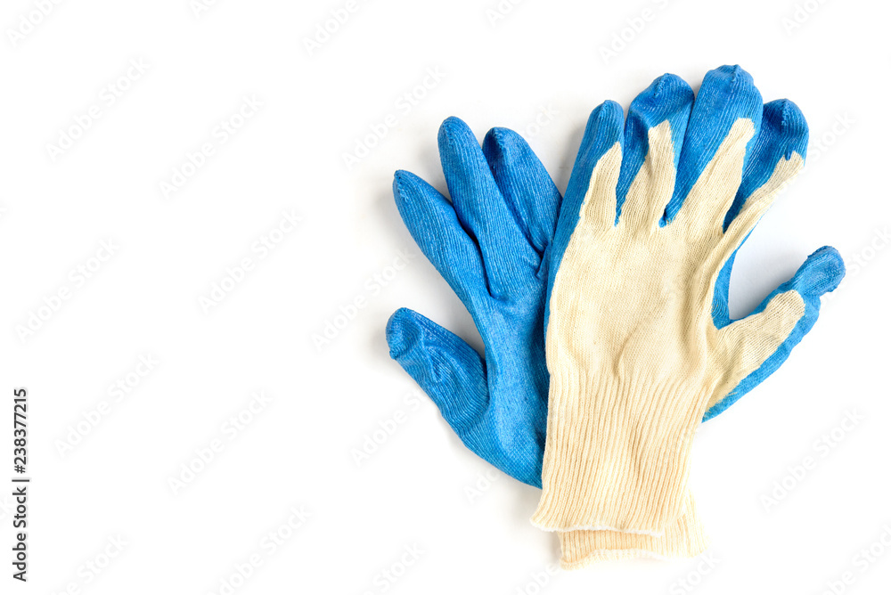 Blue working protective gloves isolated on white background Blue working protective gloves isolated on white background
