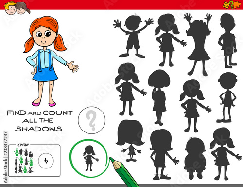 educational shadows game with cute girl