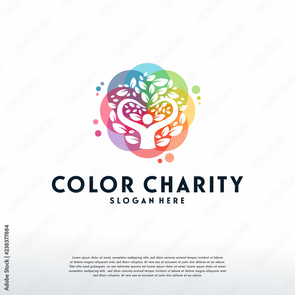 Colorful People Tree logo vector, Leaf logo designs template, design concept, logo, logotype element for template