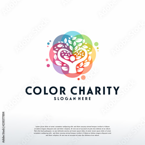 Colorful People Tree logo vector, Leaf logo designs template, design concept, logo, logotype element for template