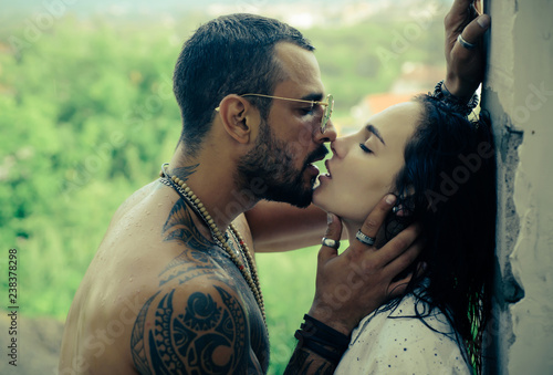 Sensual french kiss. Couple in love. I love you. Embrace and kiss. Couple in french kiss. I love you. Romantic and love. Intimate relationship and sexual relations. Sensual touch.