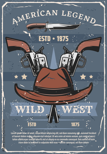 Wild West sheriff or western cowboy guns and hat