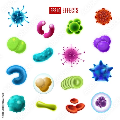 Bacteria cells, germs and viruses. Microorganisms