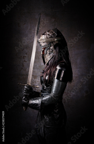 Fotografie, Obraz Portrait of a medieval warrior