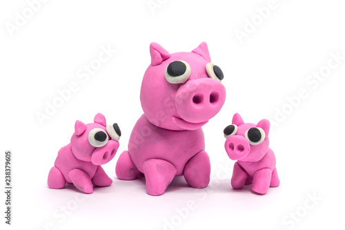 play doh Family Pig on white background